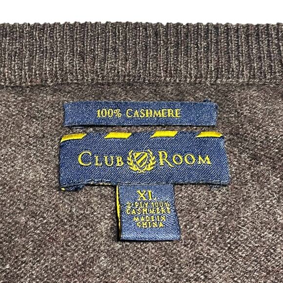 CLUB ROOM Men's 100% Cashmere V-Neck Sweater in Brown Size XL Fall Autumn Layer - Picture 4 of 6